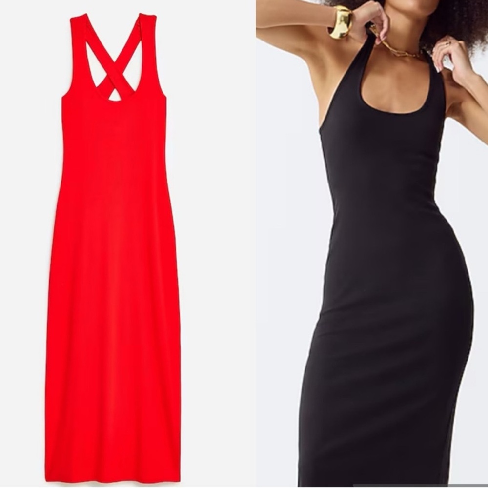 Elegant Red and Black Sleeveless Dress